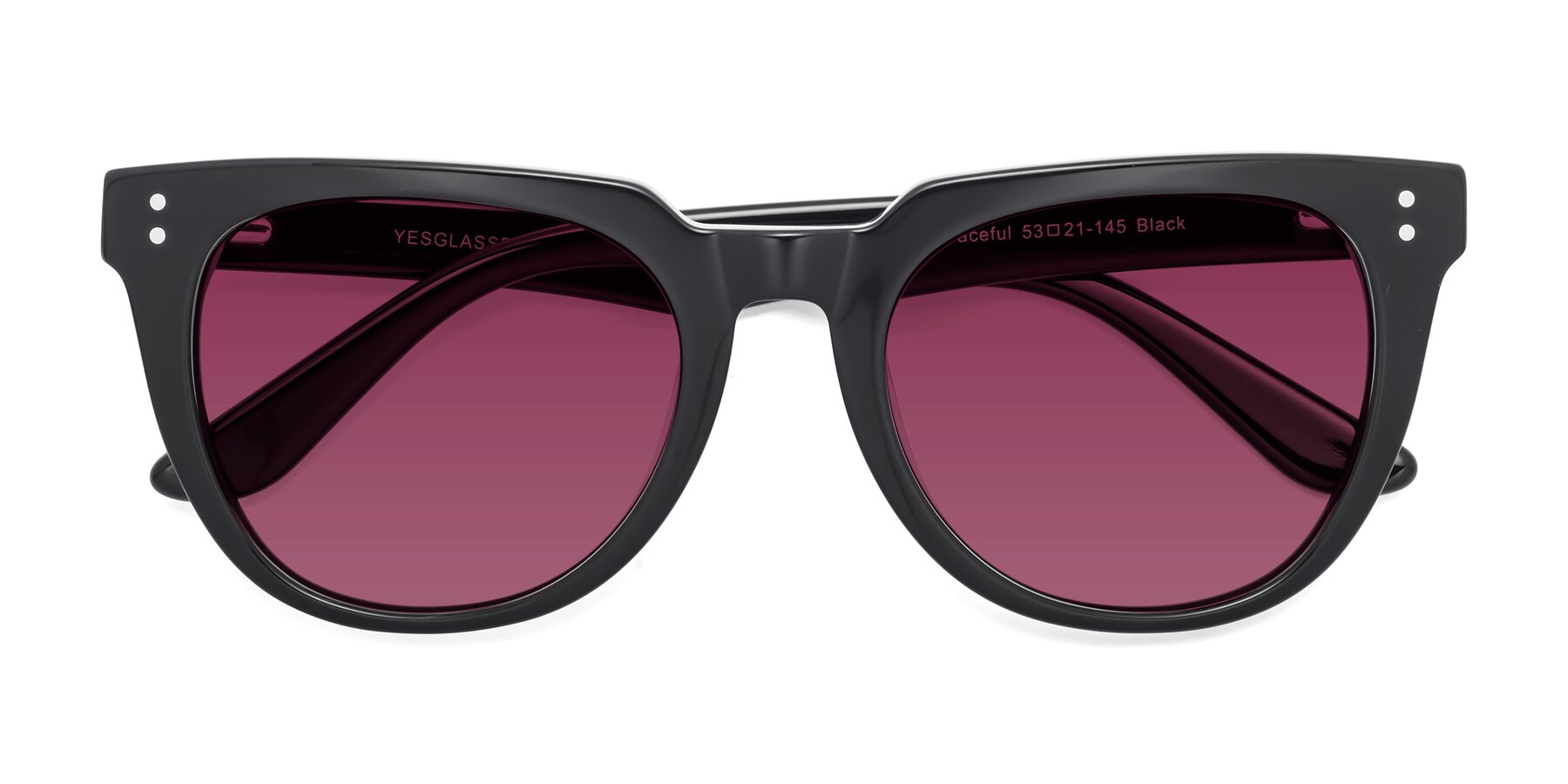 Folded Front of Graceful in Black with Wine Tinted Lenses