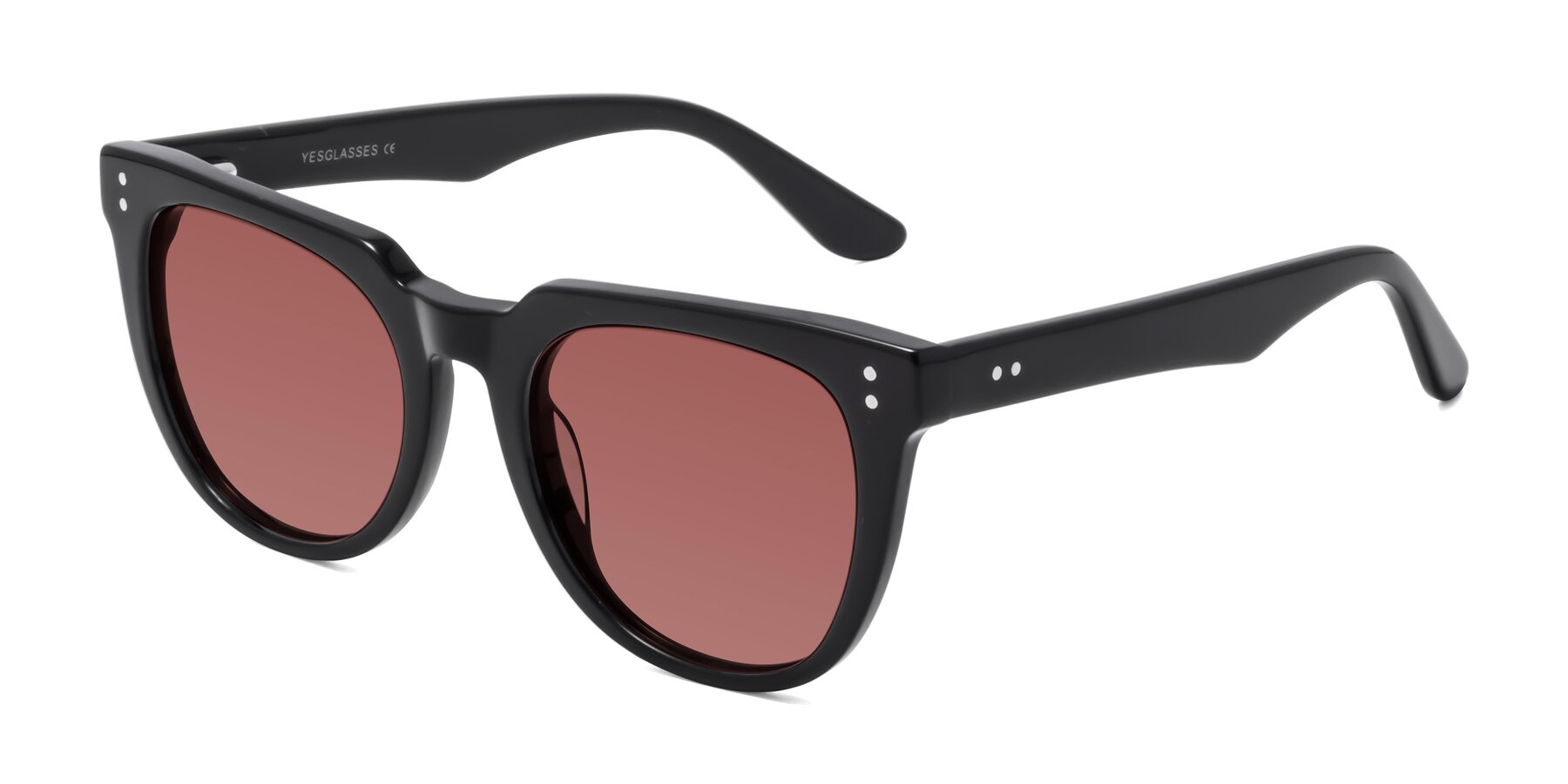 Angle of Graceful in Black with Garnet Tinted Lenses