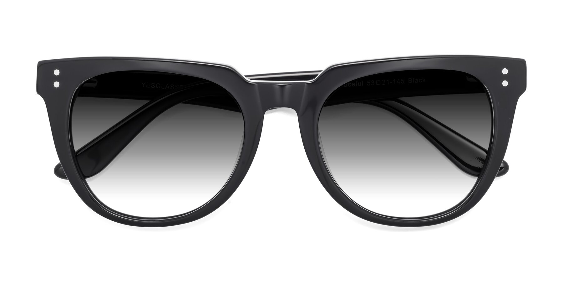 Folded Front of Graceful in Black with Gray Gradient Lenses