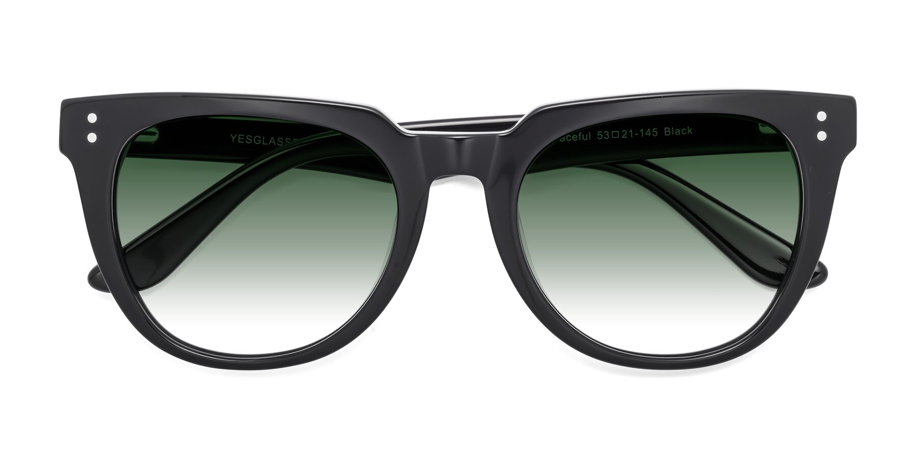 Folded Front of Graceful in Black with Green Gradient Lenses