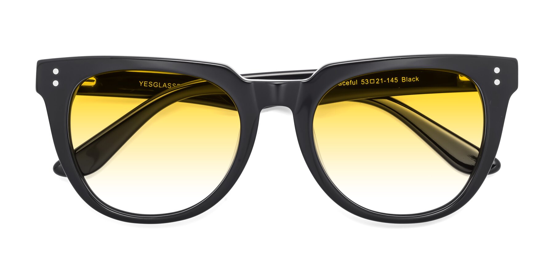 Folded Front of Graceful in Black with Yellow Gradient Lenses