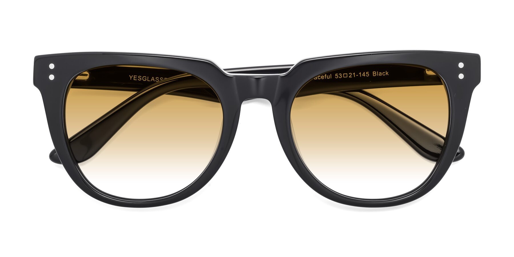 Folded Front of Graceful in Black with Champagne Gradient Lenses