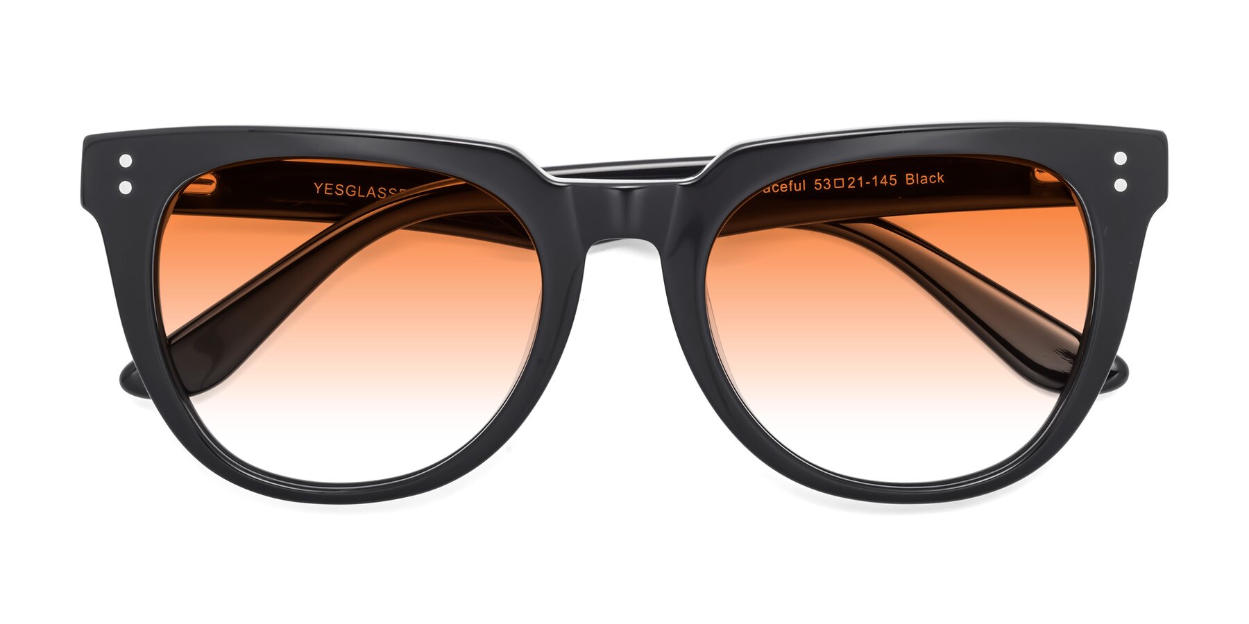Folded Front of Graceful in Black with Orange Gradient Lenses