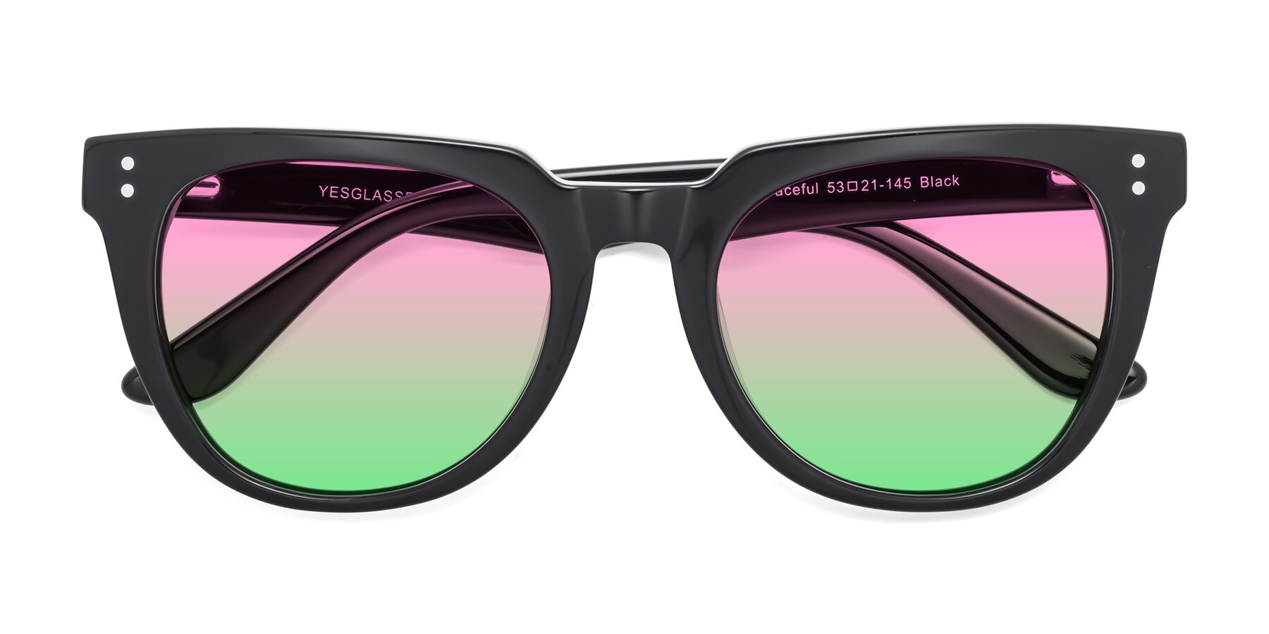 Folded Front of Graceful in Black with Pink / Green Gradient Lenses