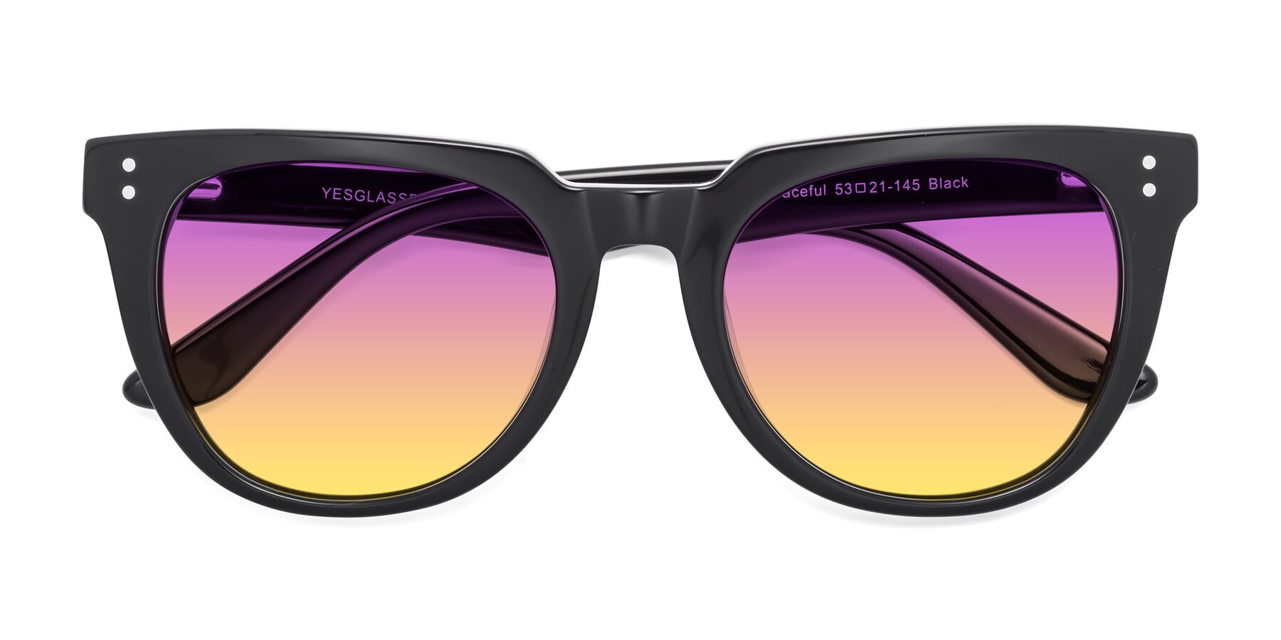 Folded Front of Graceful in Black with Purple / Yellow Gradient Lenses