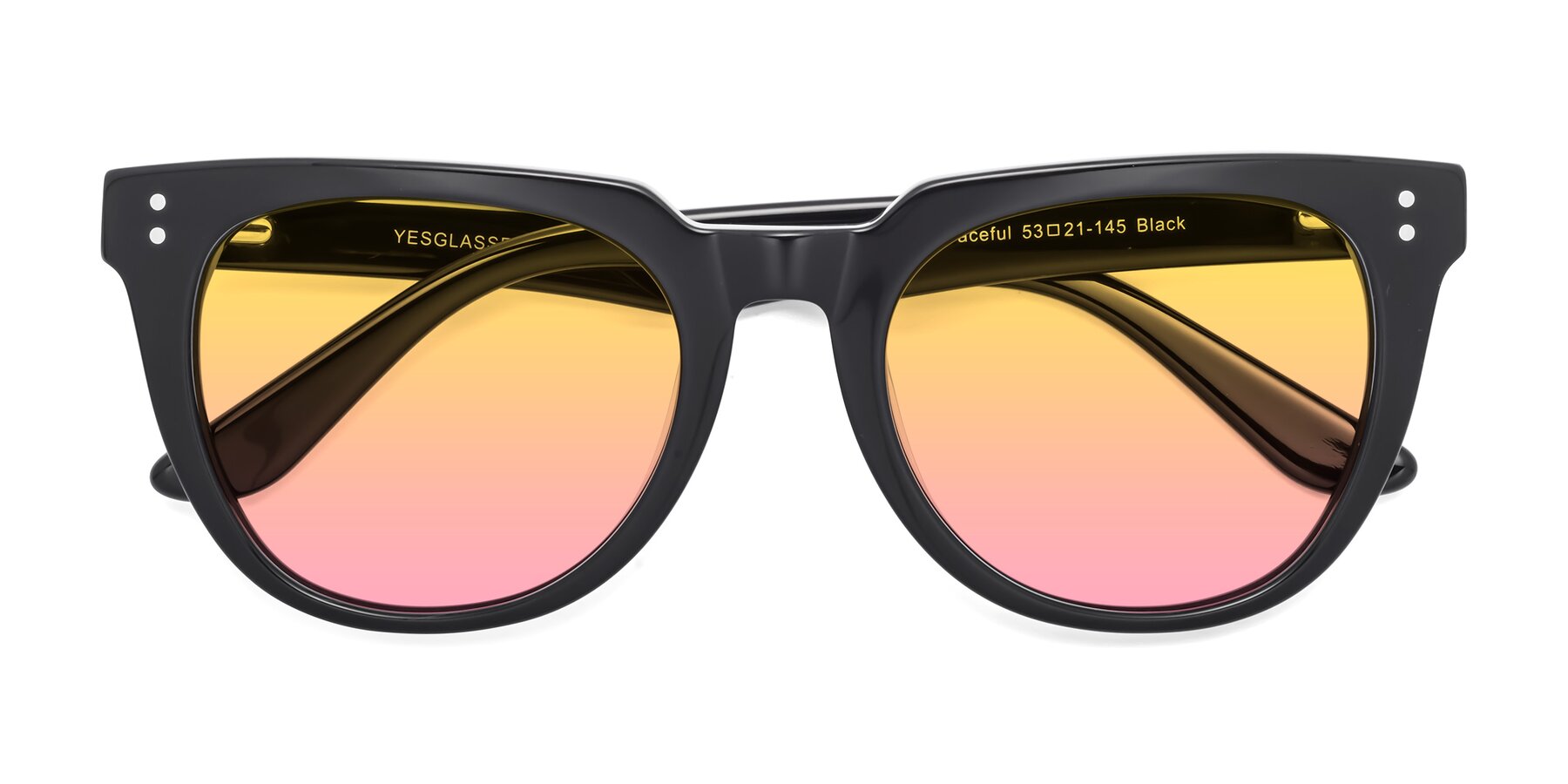 Folded Front of Graceful in Black with Yellow / Pink Gradient Lenses
