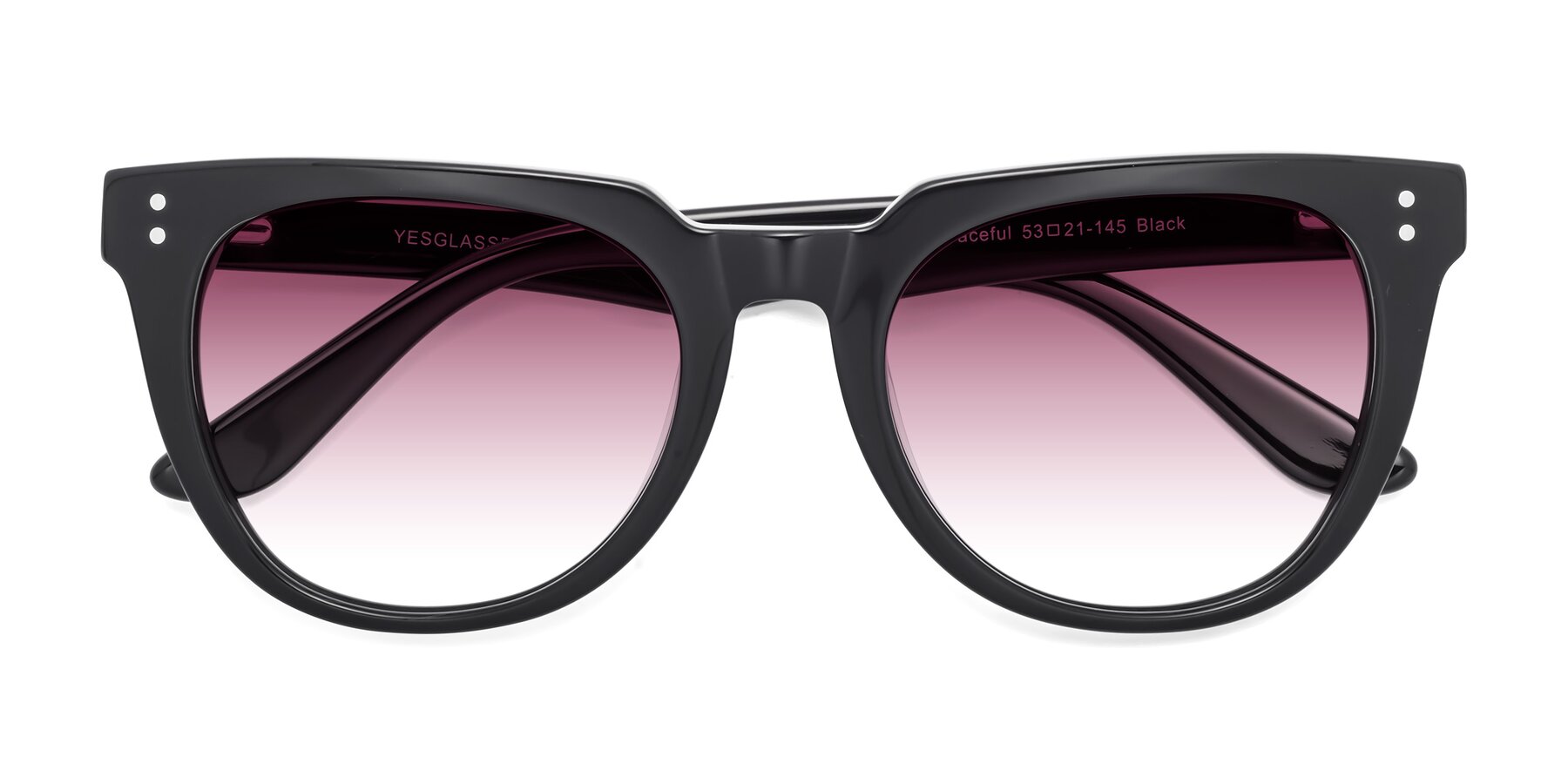 Folded Front of Graceful in Black with Wine Gradient Lenses