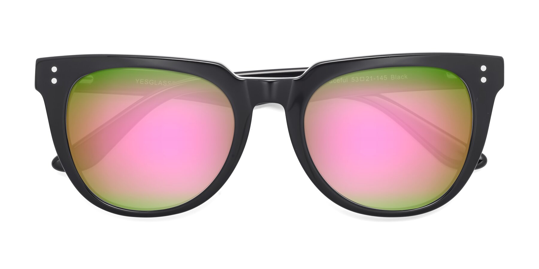 Folded Front of Graceful in Black with Pink Mirrored Lenses