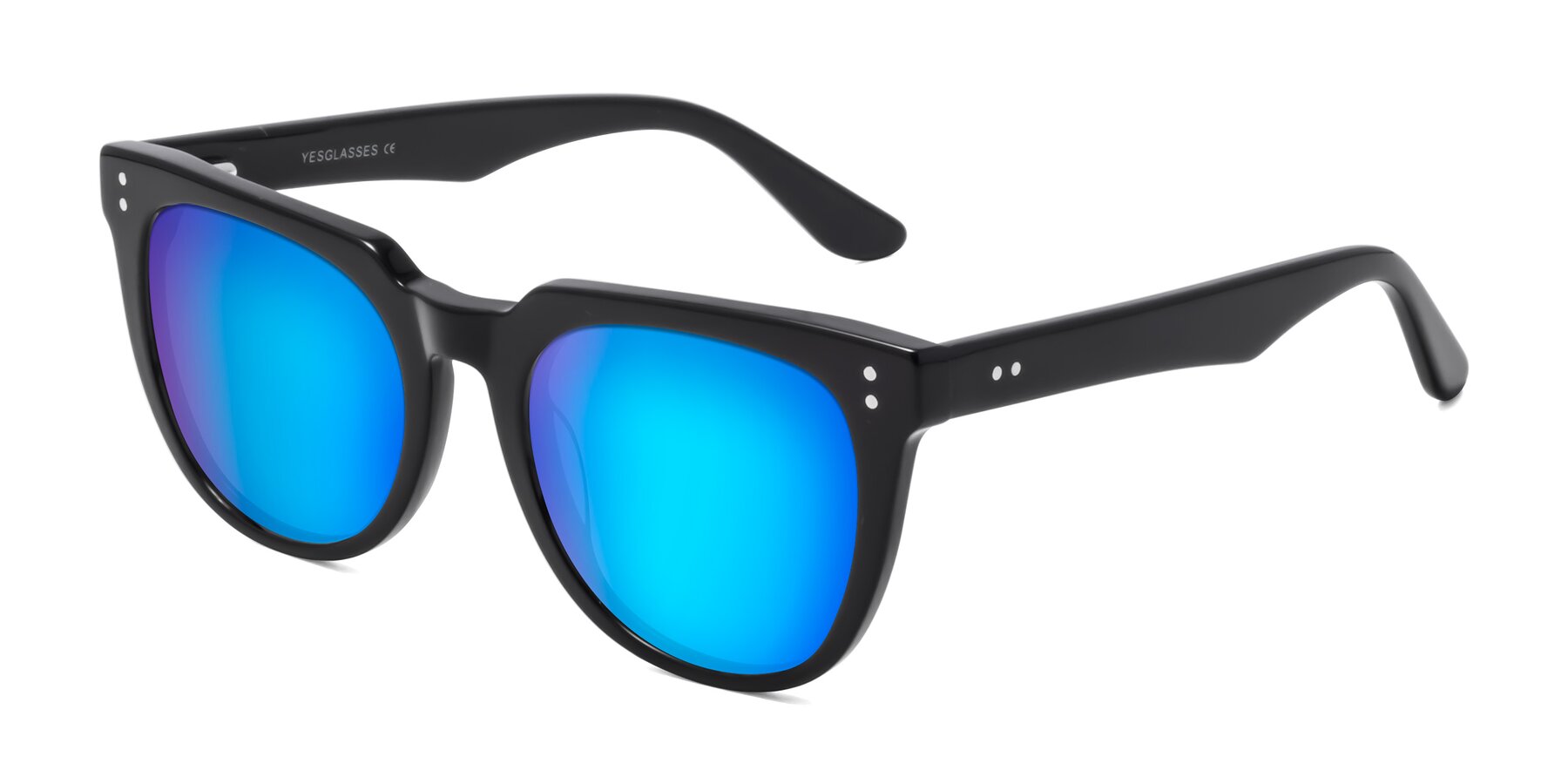 Angle of Graceful in Black with Blue Mirrored Lenses