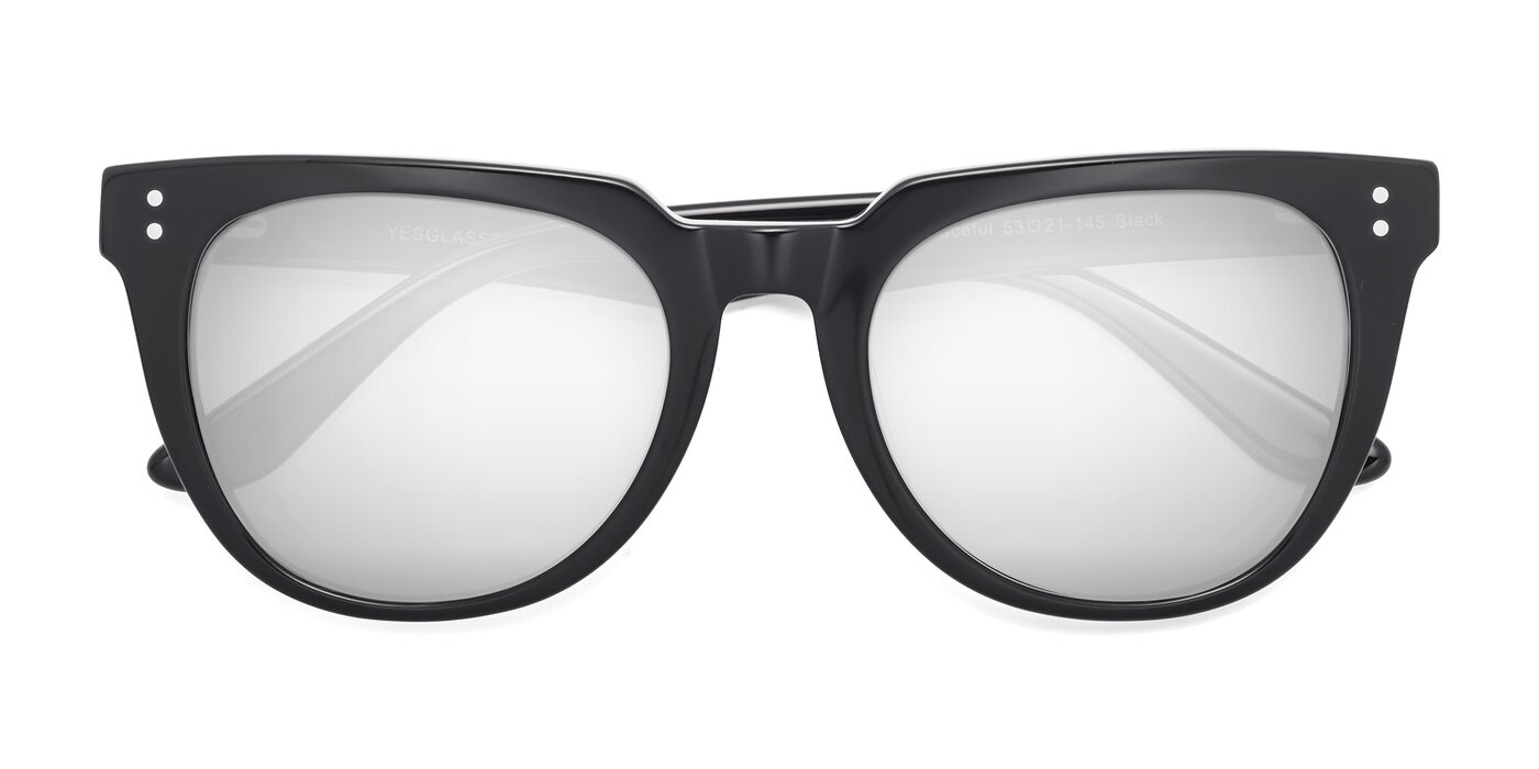 Graceful - Black Flash Mirrored Sunglasses