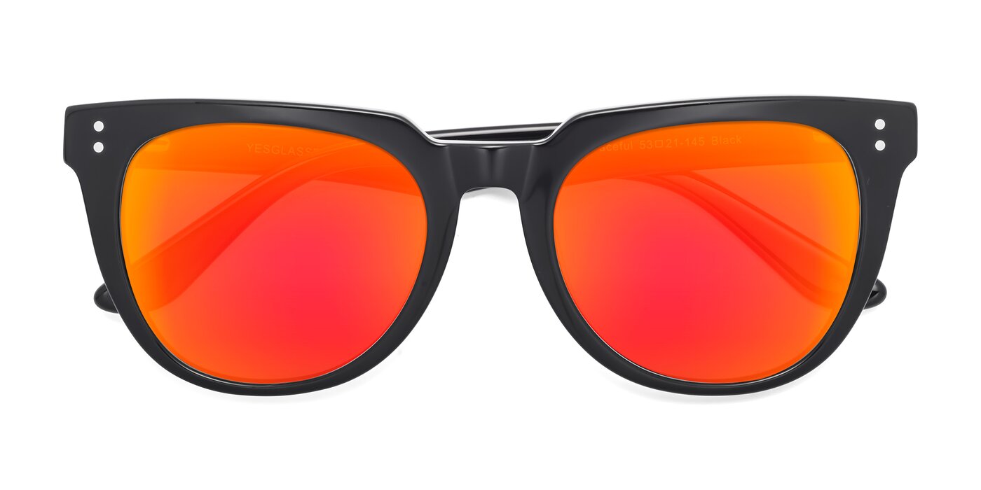 Graceful - Black Flash Mirrored Sunglasses