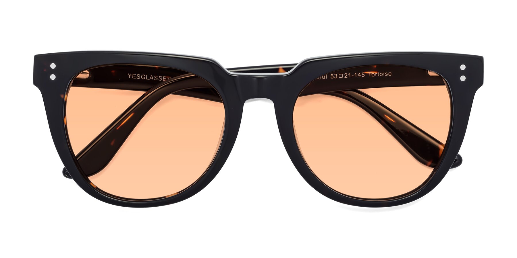 Folded Front of Graceful in Tortoise with Light Orange Tinted Lenses