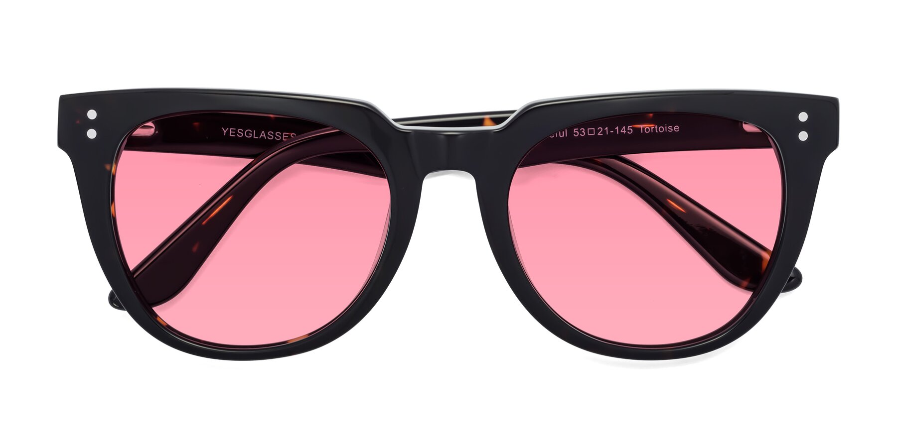 Folded Front of Graceful in Tortoise with Pink Tinted Lenses