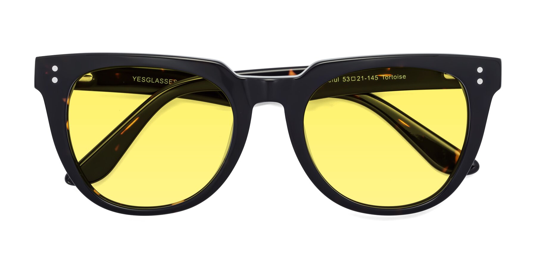 Folded Front of Graceful in Tortoise with Medium Yellow Tinted Lenses