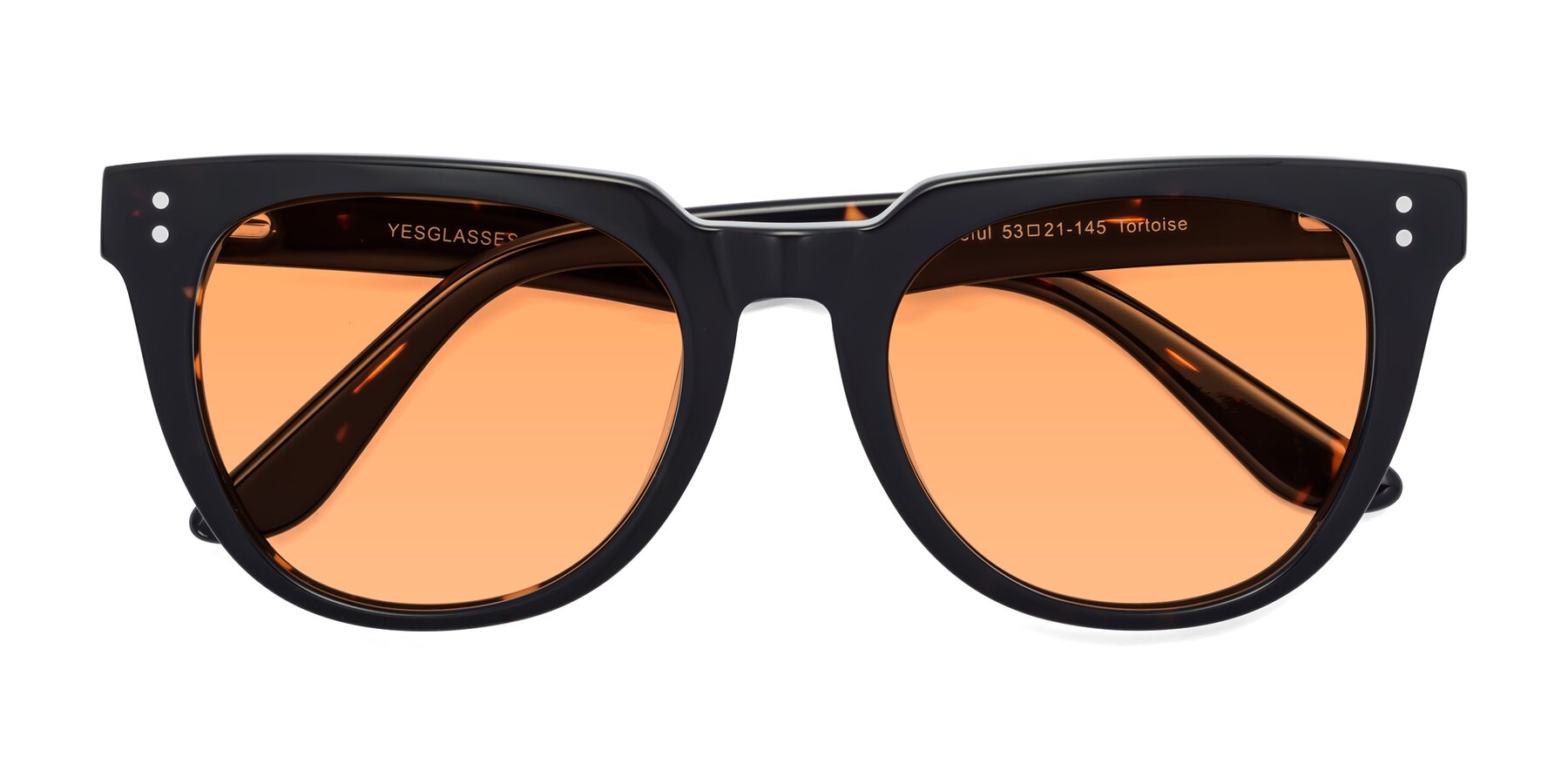 Folded Front of Graceful in Tortoise with Medium Orange Tinted Lenses