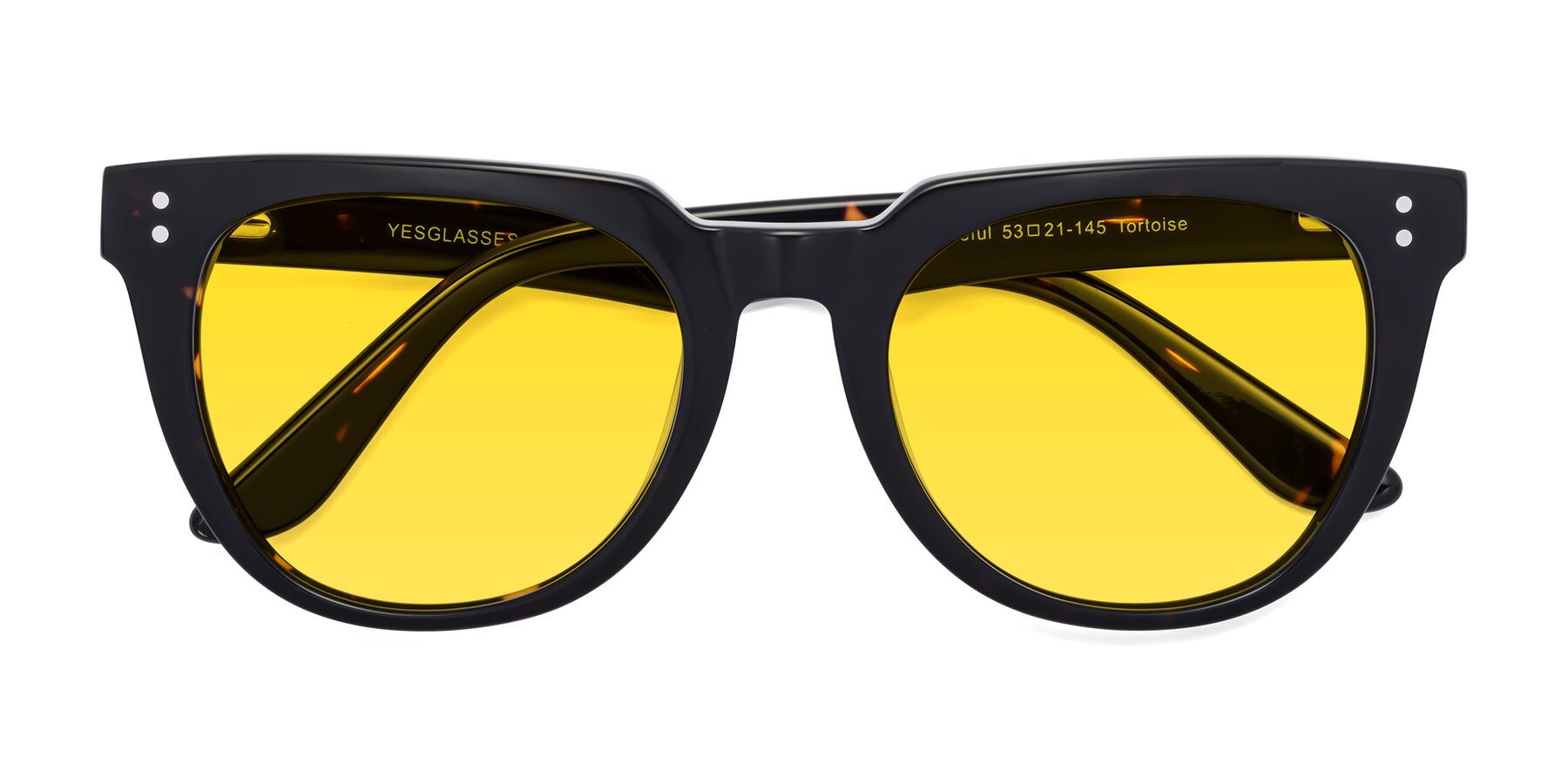 Folded Front of Graceful in Tortoise with Yellow Tinted Lenses