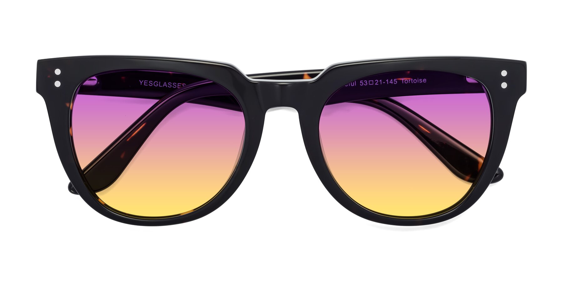 Folded Front of Graceful in Tortoise with Purple / Yellow Gradient Lenses