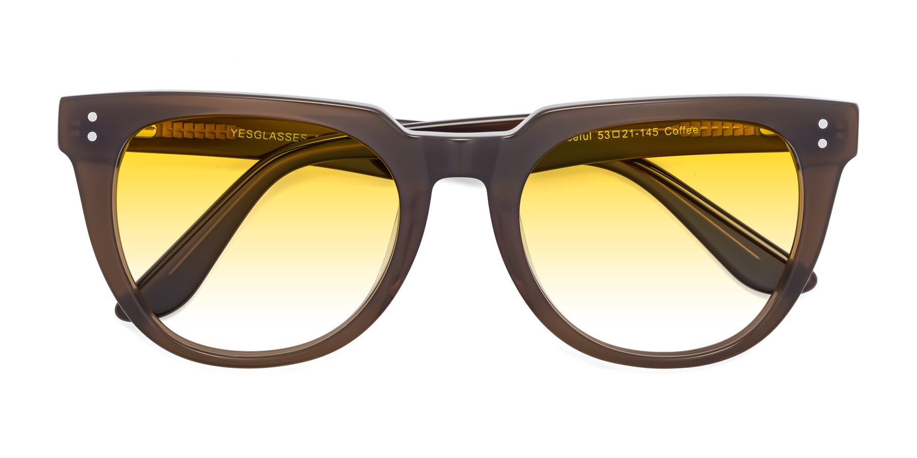 Folded Front of Graceful in Coffee with Yellow Gradient Lenses