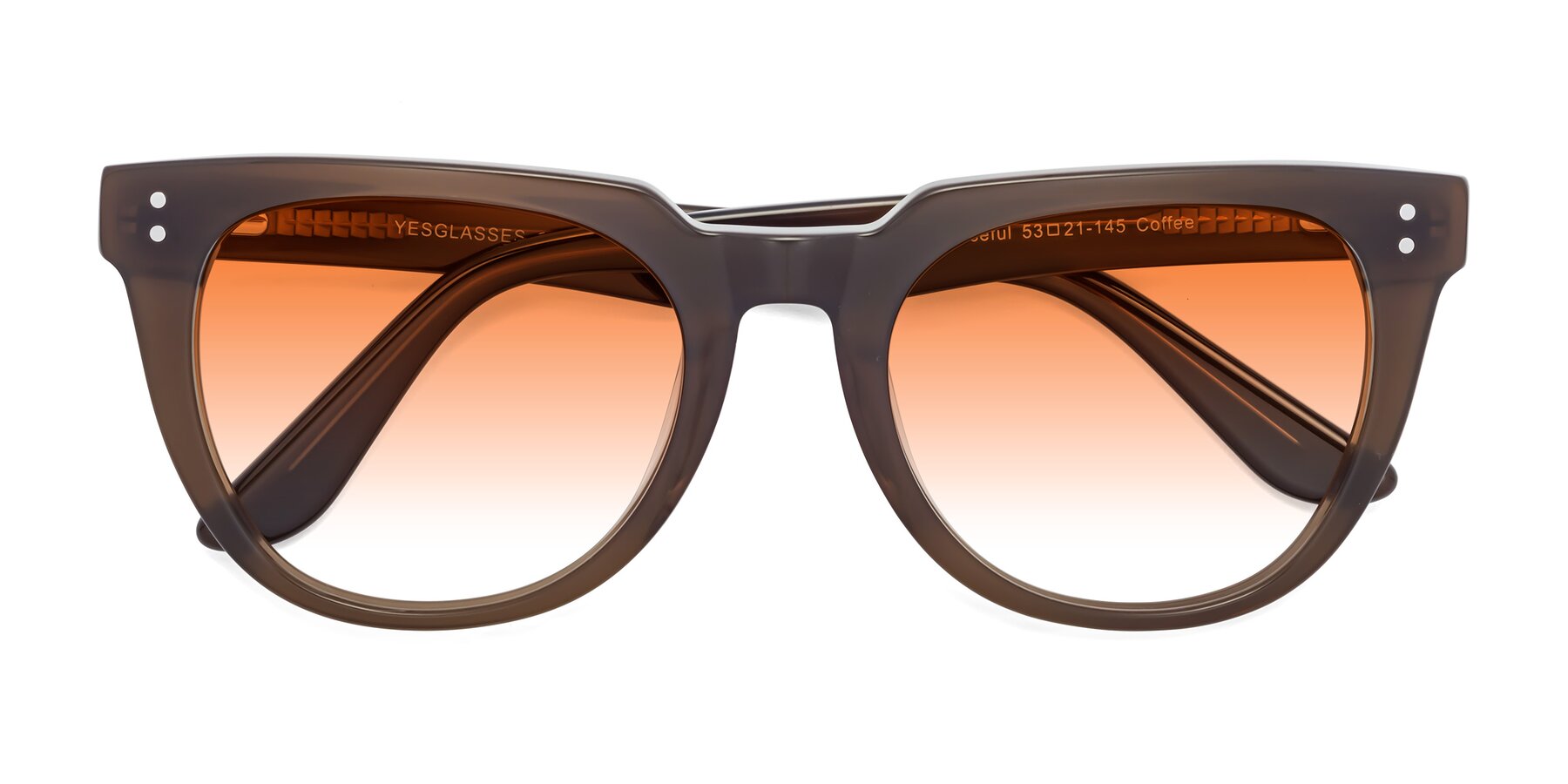 Folded Front of Graceful in Coffee with Orange Gradient Lenses