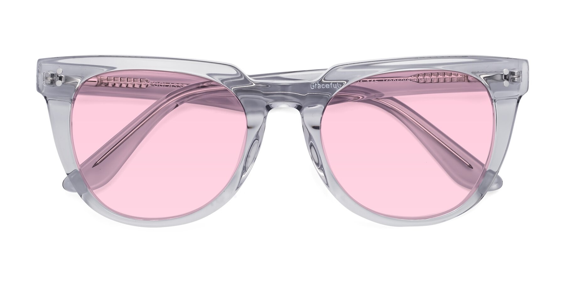 Folded Front of Graceful in Transprent Gray with Light Pink Tinted Lenses