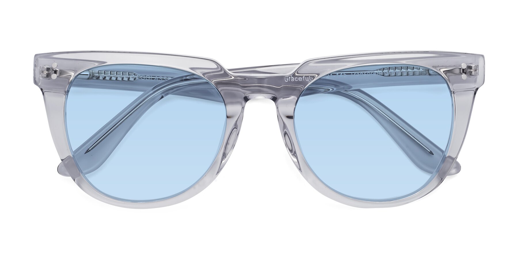 Folded Front of Graceful in Transprent Gray with Light Blue Tinted Lenses