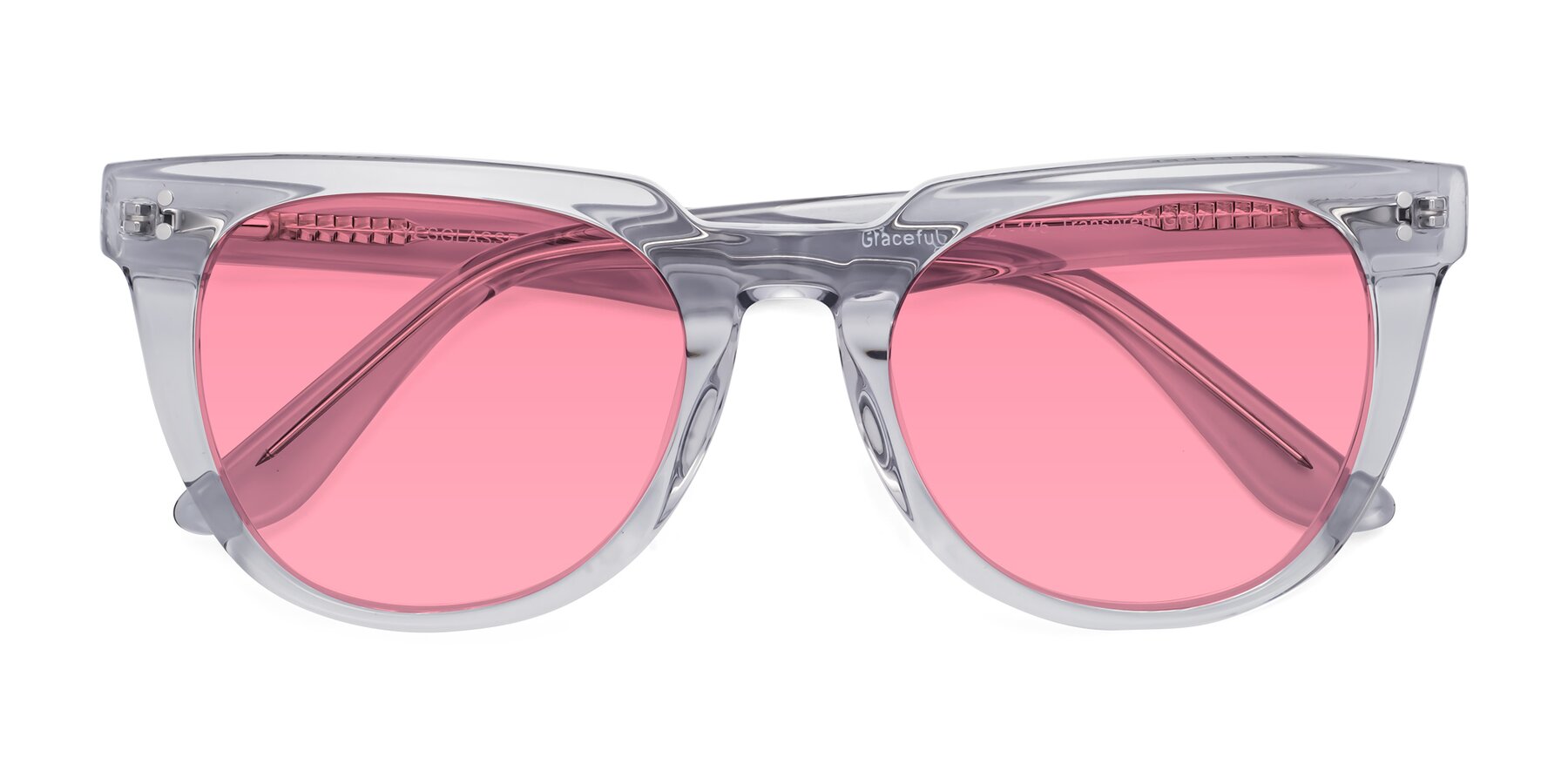 Folded Front of Graceful in Transprent Gray with Pink Tinted Lenses