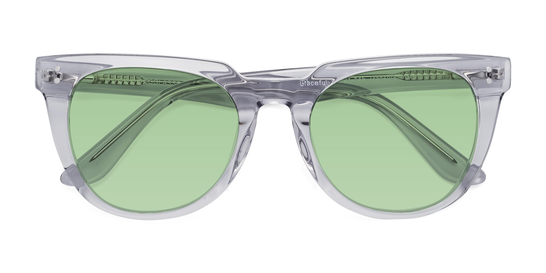 Folded Front of Graceful in Transprent Gray with Medium Green Tinted Lenses