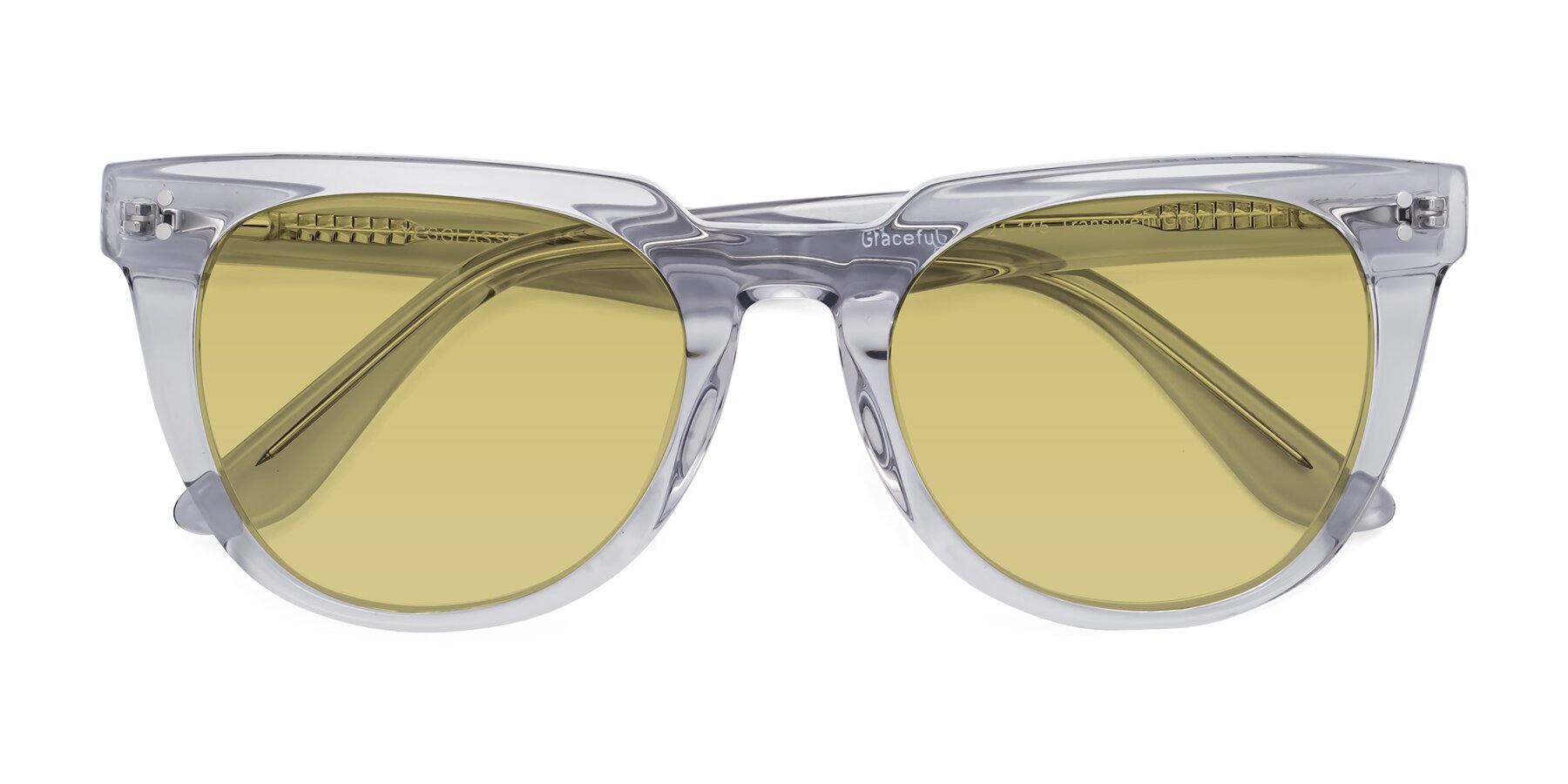 Folded Front of Graceful in Transprent Gray with Medium Champagne Tinted Lenses