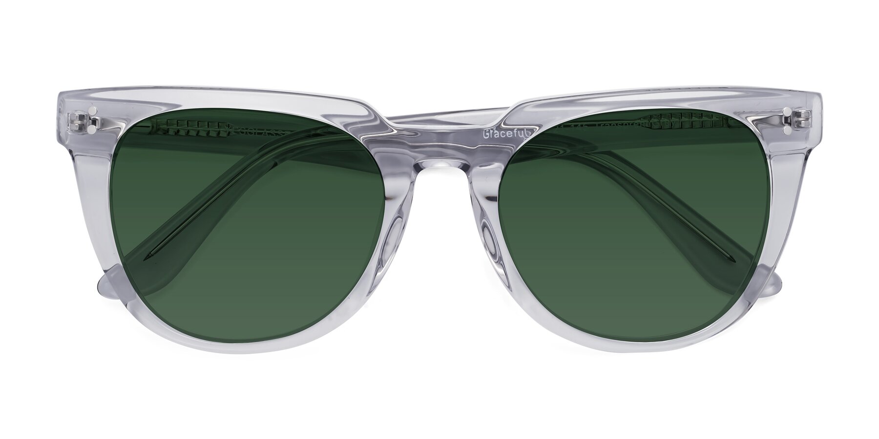 Folded Front of Graceful in Transprent Gray with Green Tinted Lenses