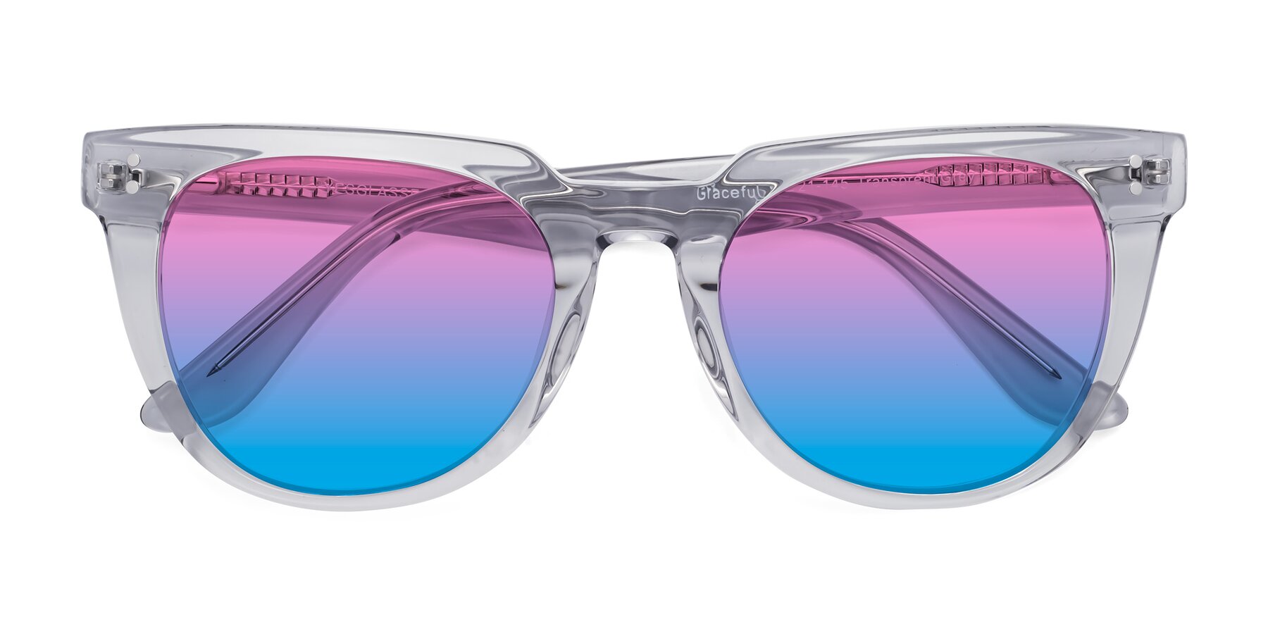 Folded Front of Graceful in Transprent Gray with Pink / Blue Gradient Lenses
