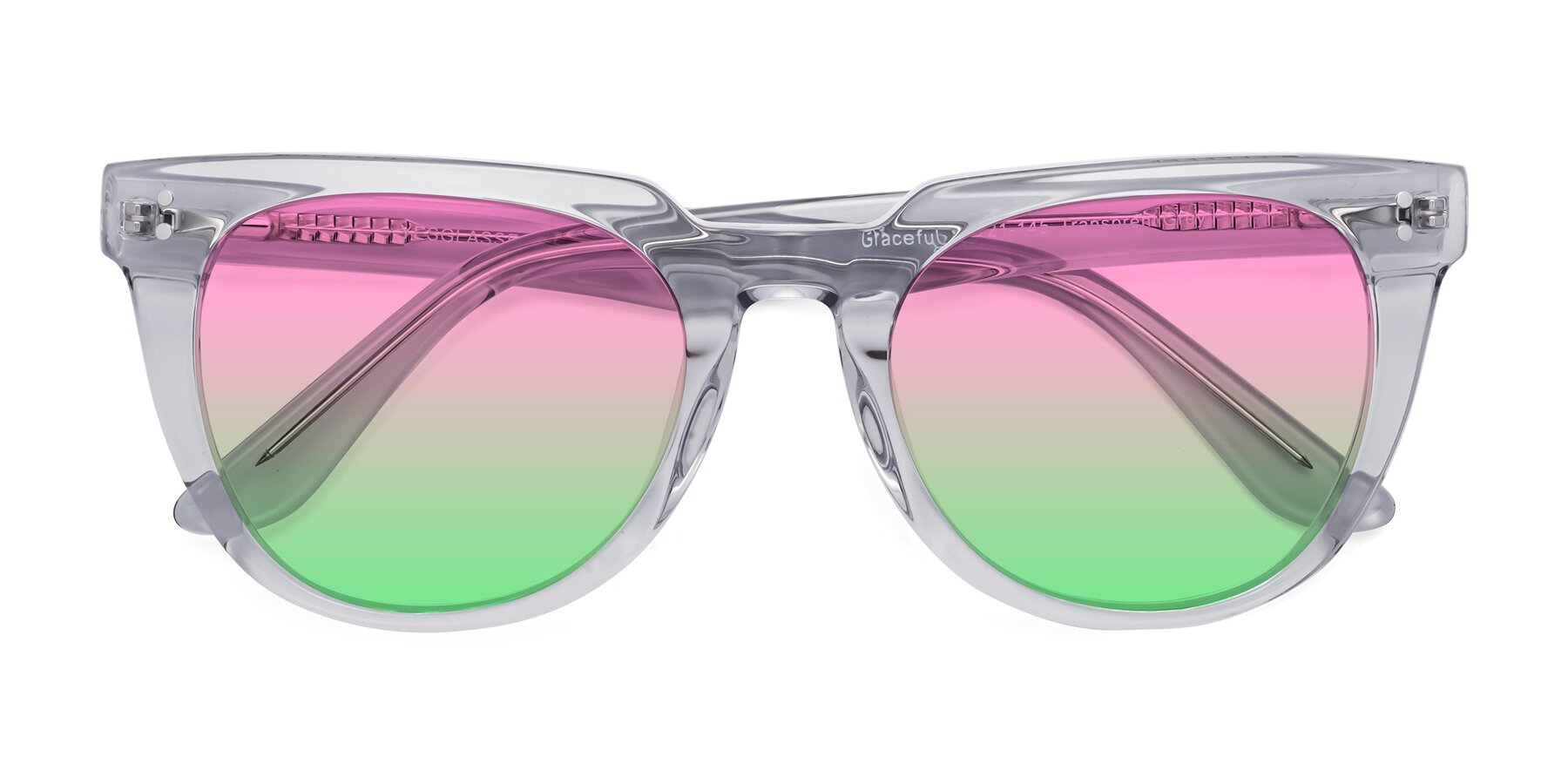 Folded Front of Graceful in Transprent Gray with Pink / Green Gradient Lenses