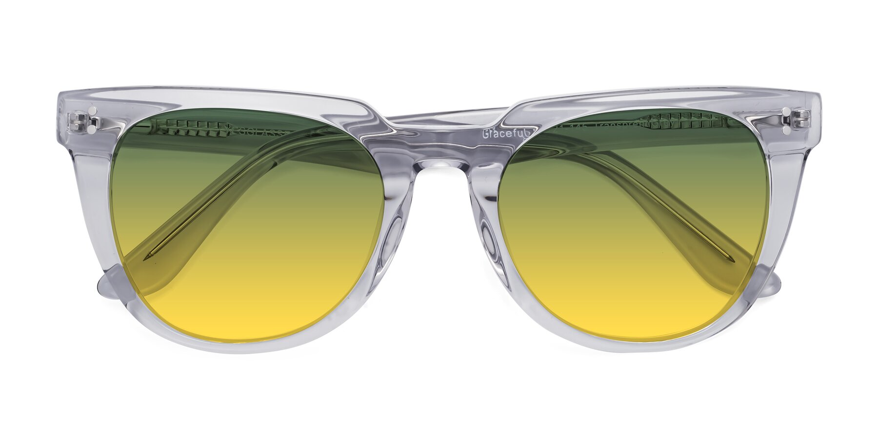 Folded Front of Graceful in Transprent Gray with Green / Yellow Gradient Lenses