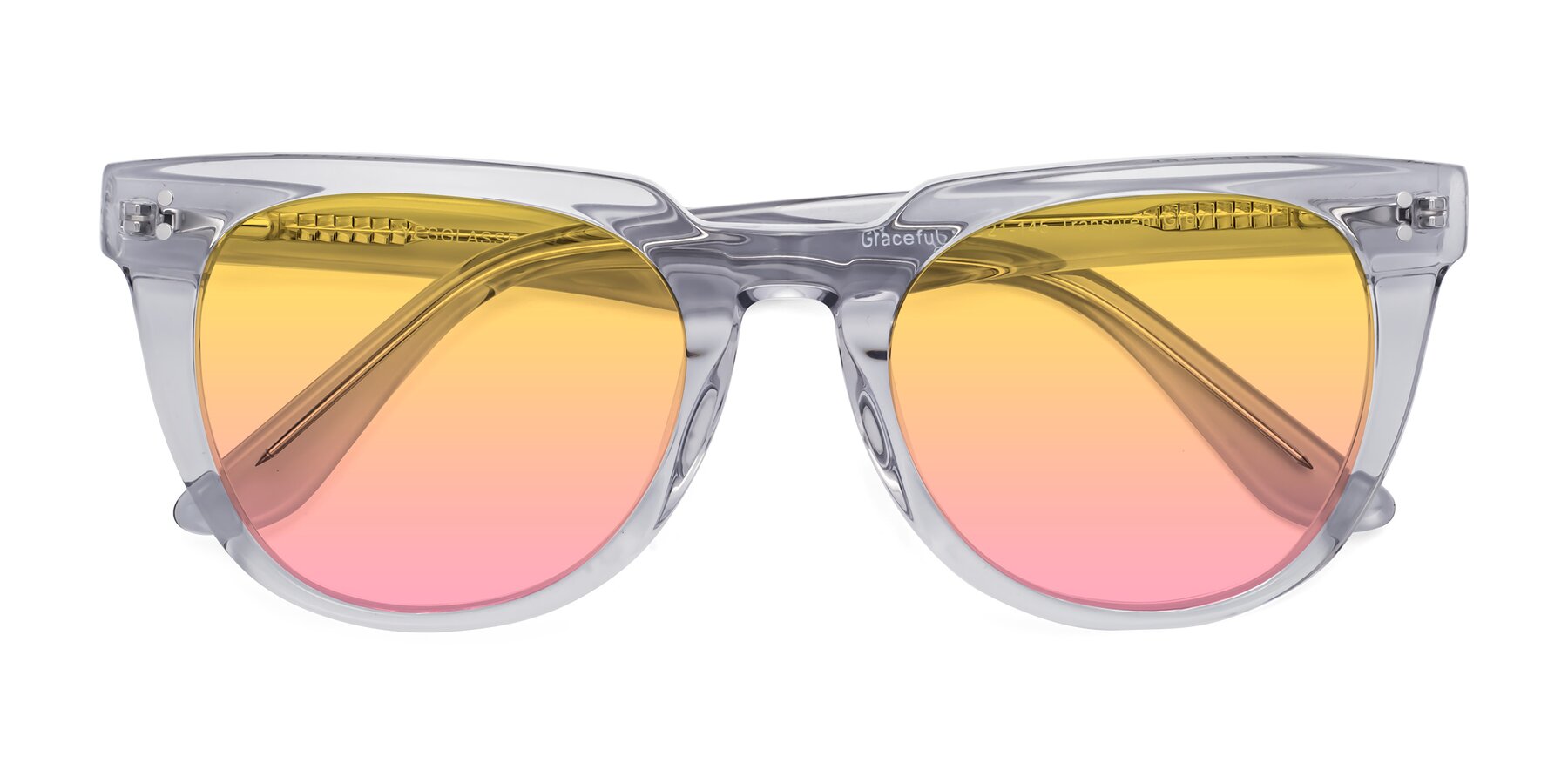 Folded Front of Graceful in Transprent Gray with Yellow / Pink Gradient Lenses