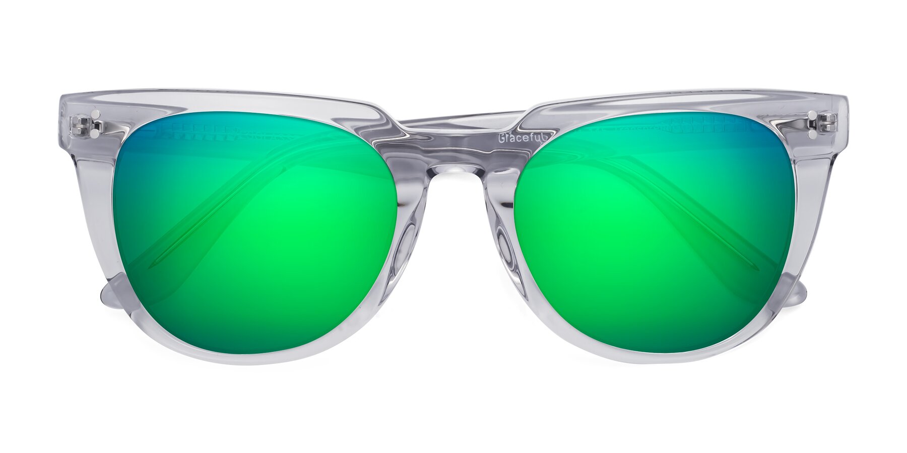 Folded Front of Graceful in Transprent Gray with Green Mirrored Lenses