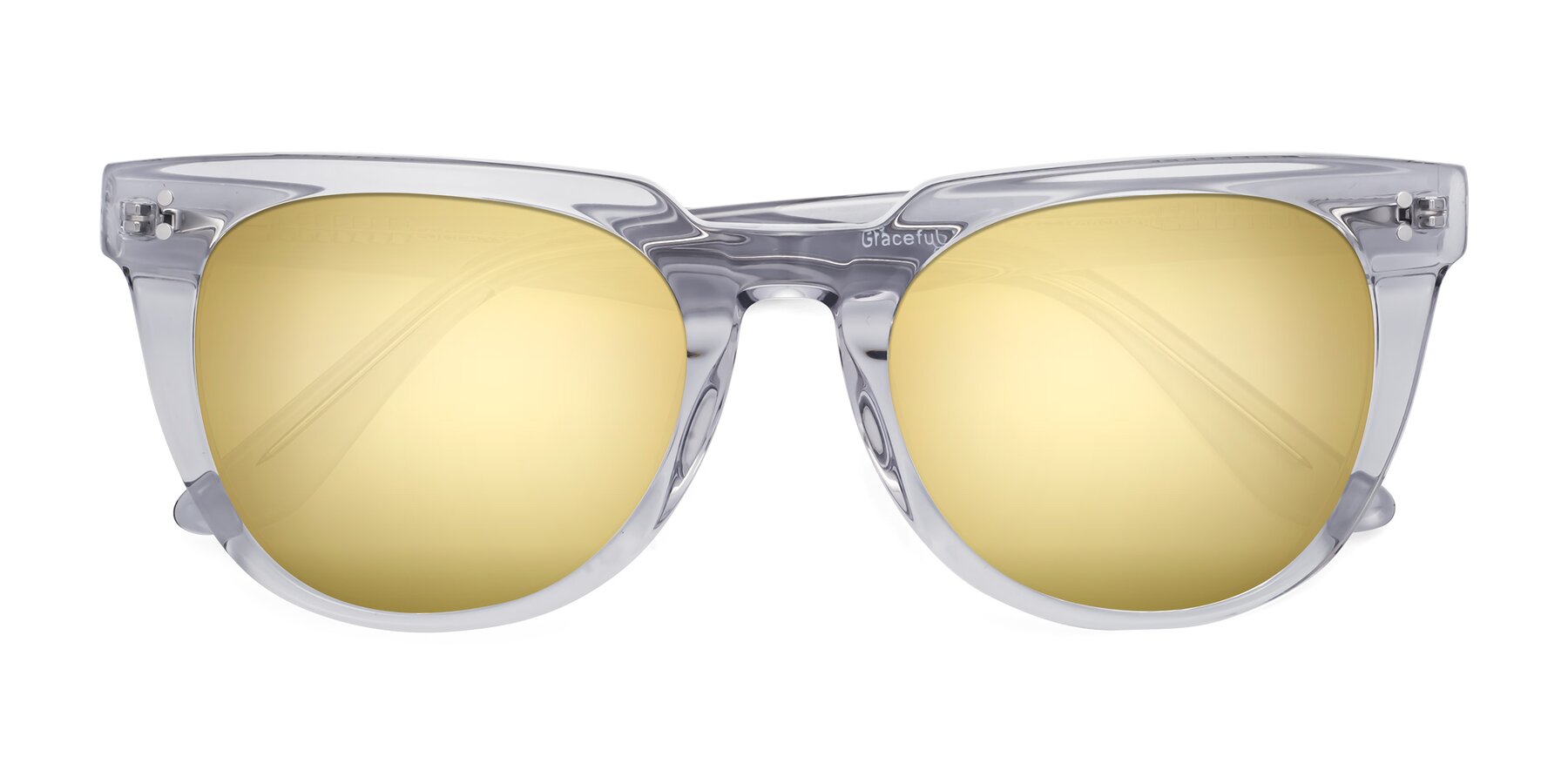Folded Front of Graceful in Transprent Gray with Gold Mirrored Lenses