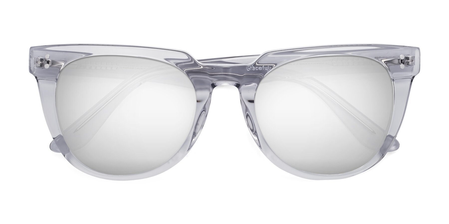 Folded Front of Graceful in Transprent Gray with Silver Mirrored Lenses