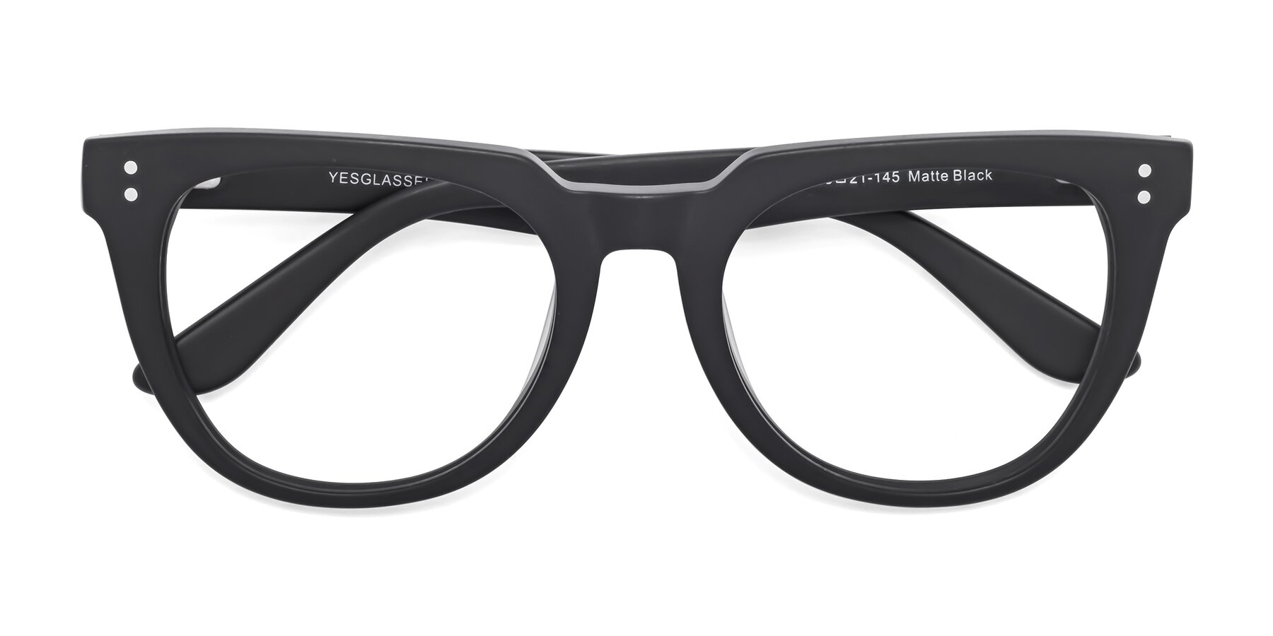 Folded Front of Graceful in Matte Black with Clear Eyeglass Lenses