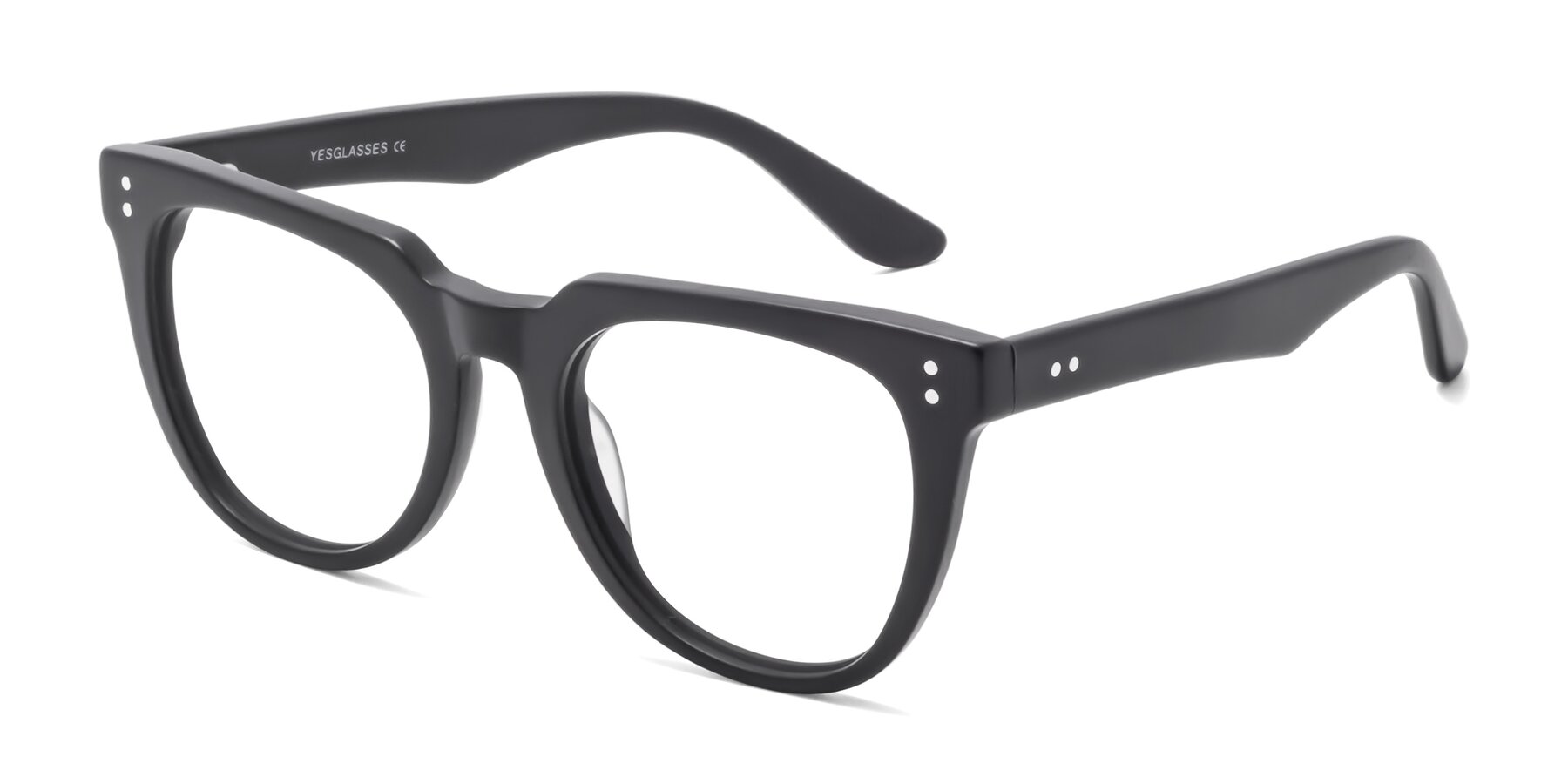 Angle of Graceful in Matte Black with Clear Eyeglass Lenses