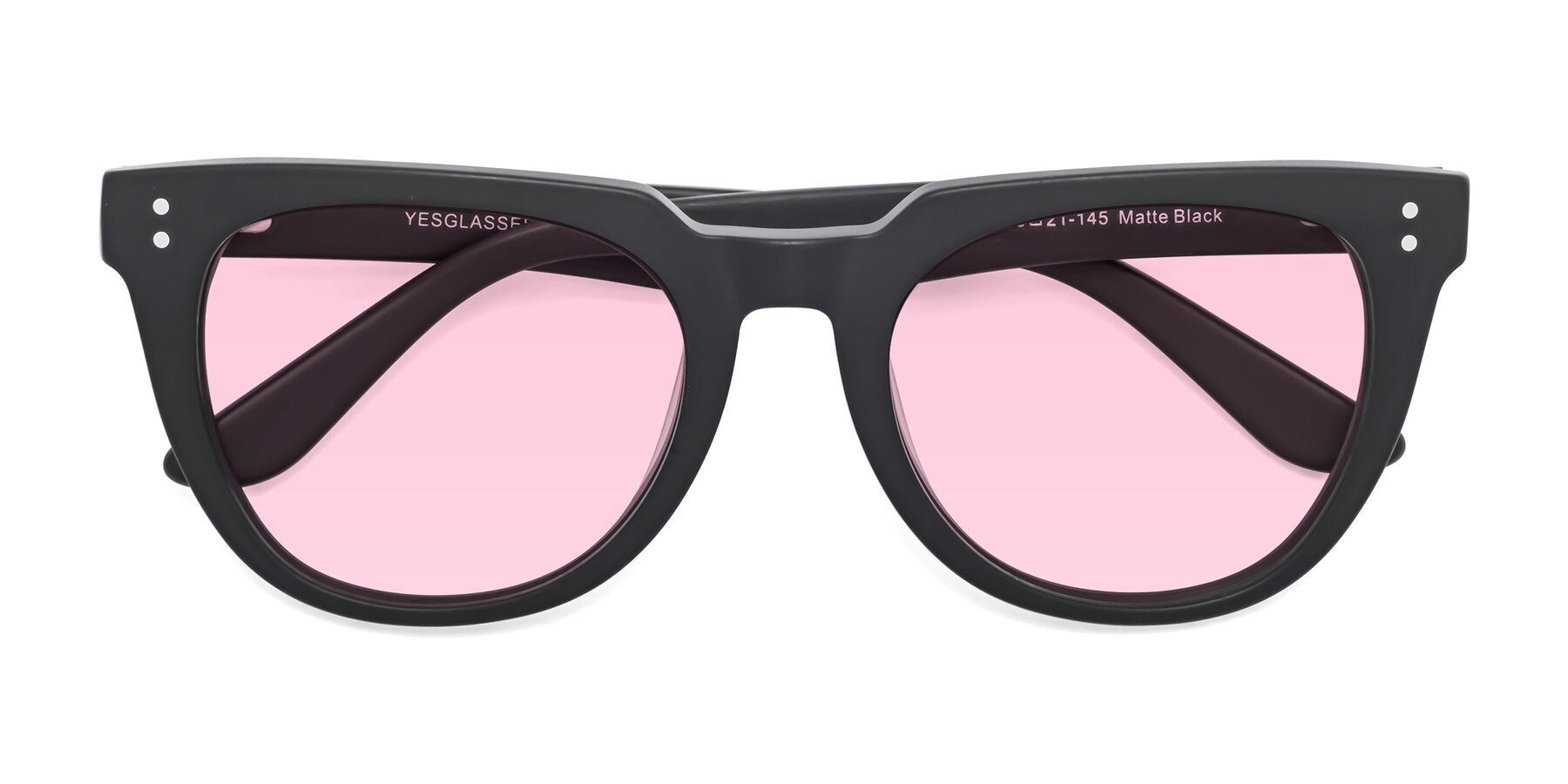 Folded Front of Graceful in Matte Black with Light Pink Tinted Lenses