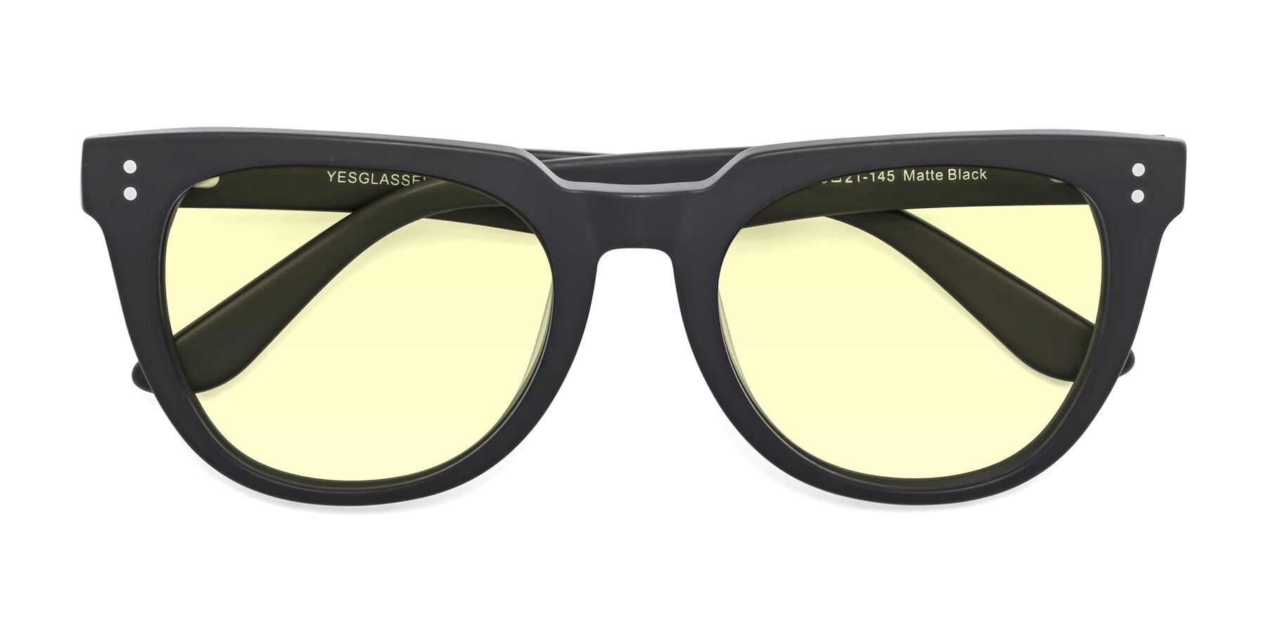 Folded Front of Graceful in Matte Black with Light Yellow Tinted Lenses