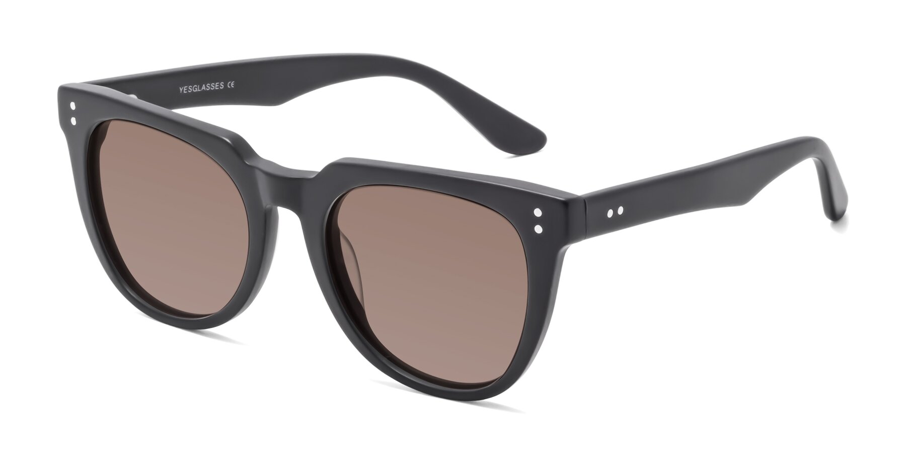 Angle of Graceful in Matte Black with Medium Brown Tinted Lenses