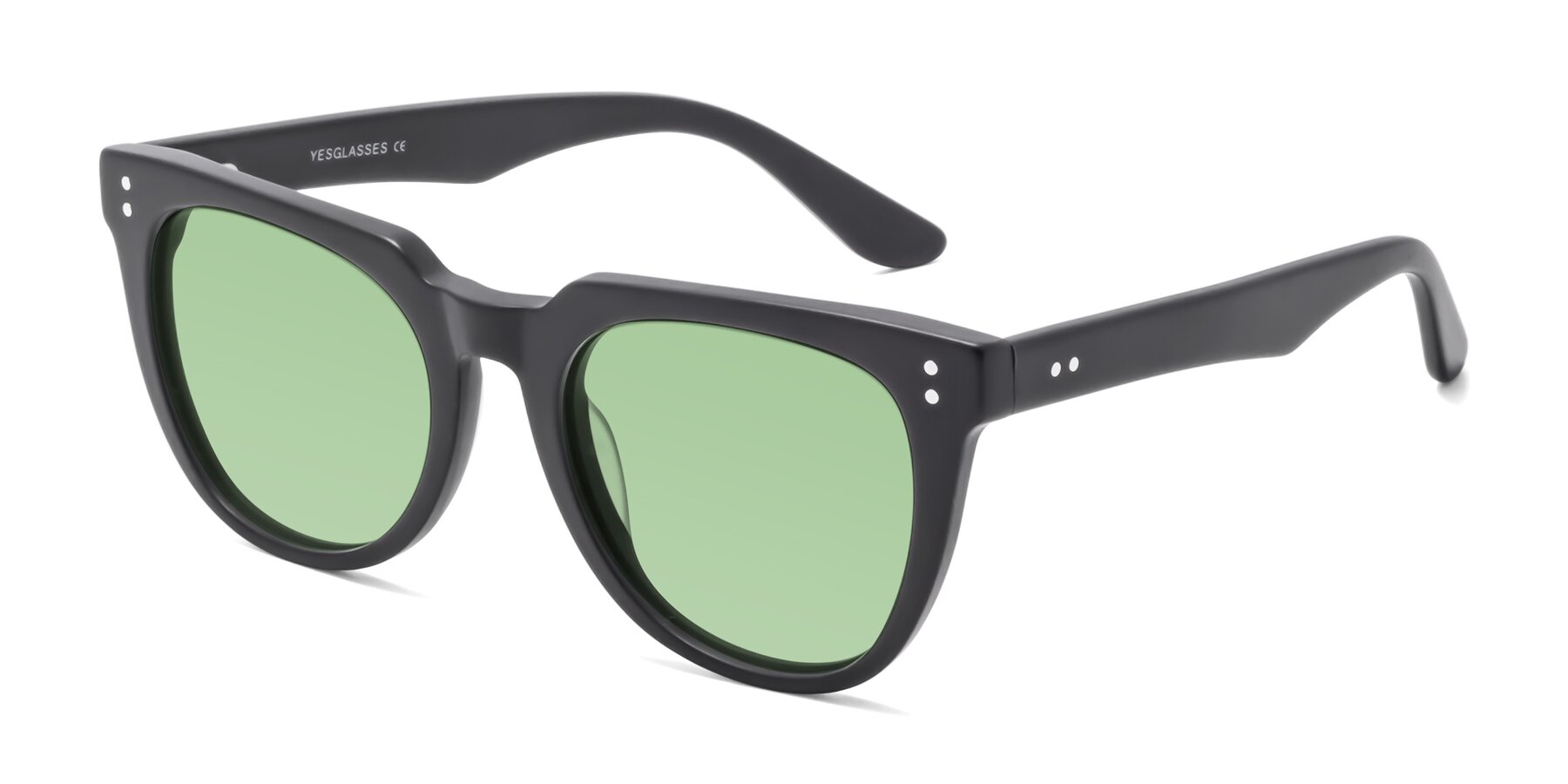 Angle of Graceful in Matte Black with Medium Green Tinted Lenses