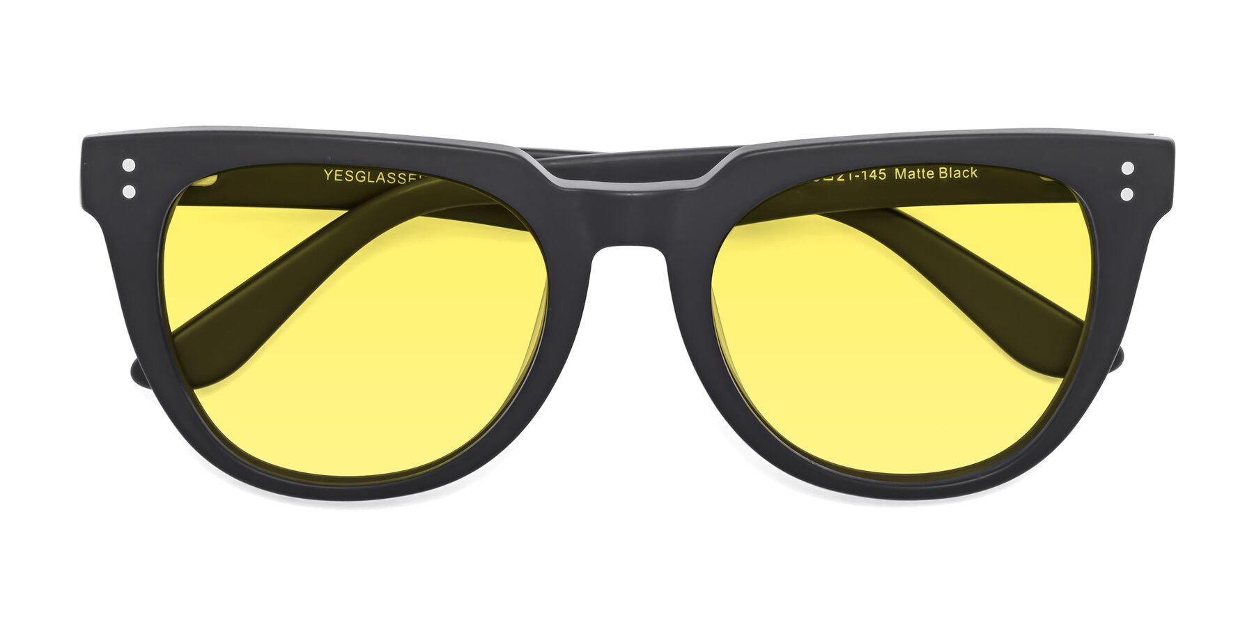 Folded Front of Graceful in Matte Black with Medium Yellow Tinted Lenses