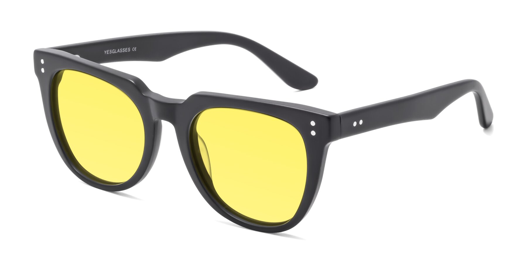 Angle of Graceful in Matte Black with Medium Yellow Tinted Lenses