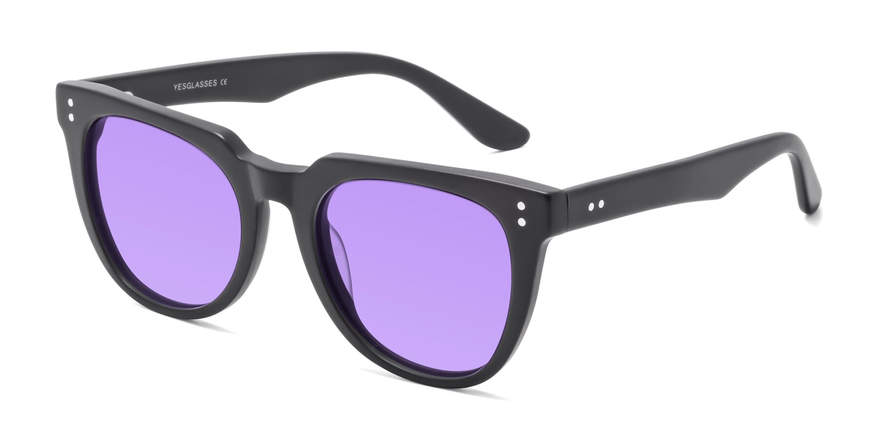 Angle of Graceful in Matte Black with Medium Purple Tinted Lenses
