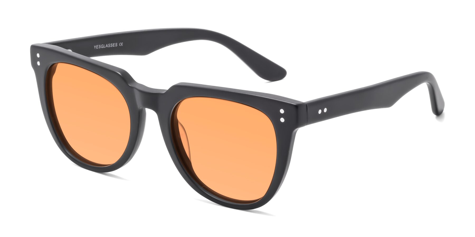 Angle of Graceful in Matte Black with Medium Orange Tinted Lenses