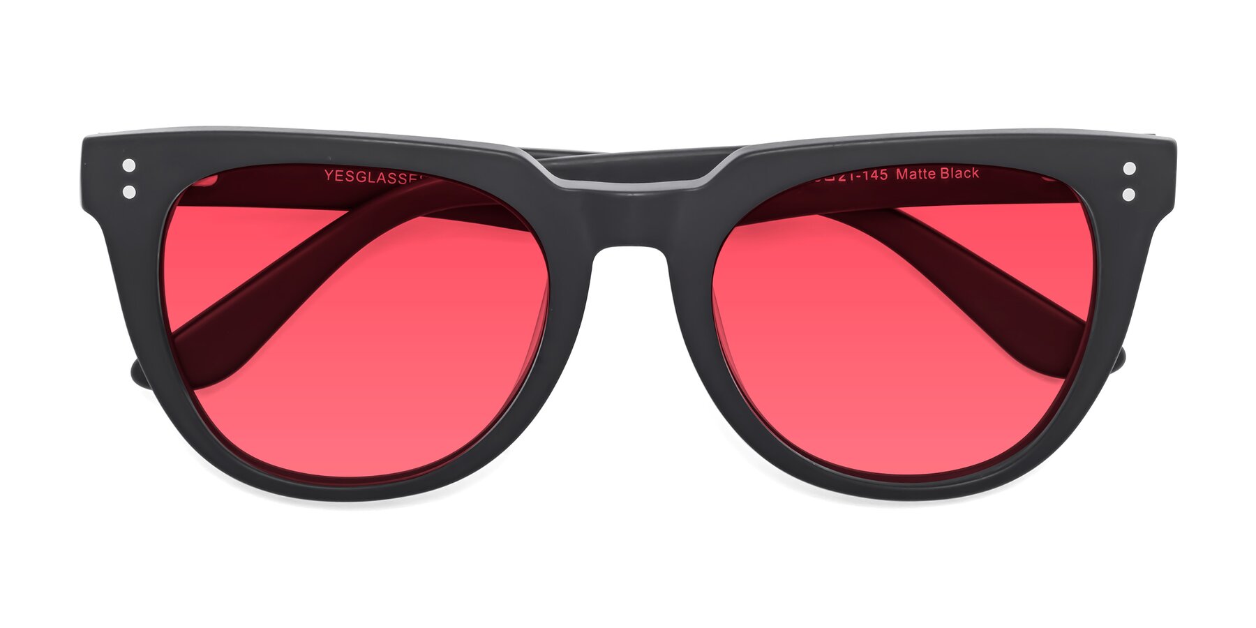 Folded Front of Graceful in Matte Black with Red Tinted Lenses