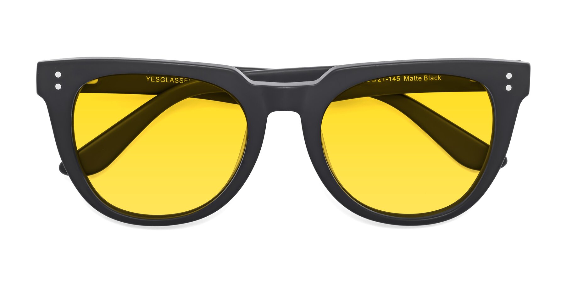 Folded Front of Graceful in Matte Black with Yellow Tinted Lenses