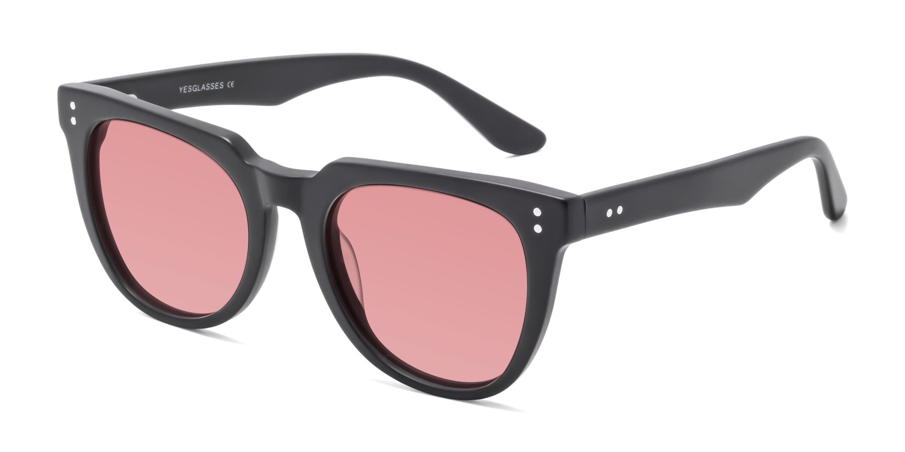 Angle of Graceful in Matte Black with Medium Garnet Tinted Lenses