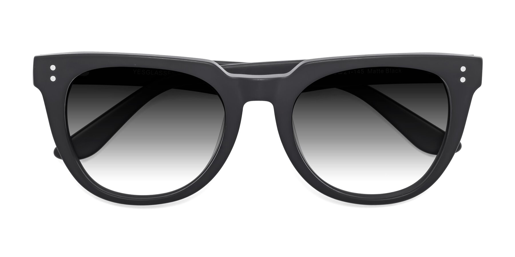 Folded Front of Graceful in Matte Black with Gray Gradient Lenses